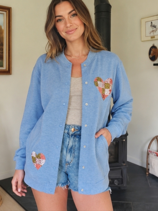 Hand Crafted Sweaters - Reworked Patchwork Heart Y2K Cardigan